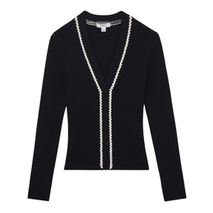 REISS Lauri Craft-Stitch Rib-Knit Top